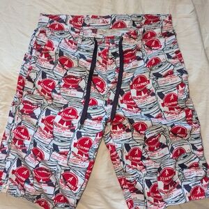 Red and White Men's Swim Shorts